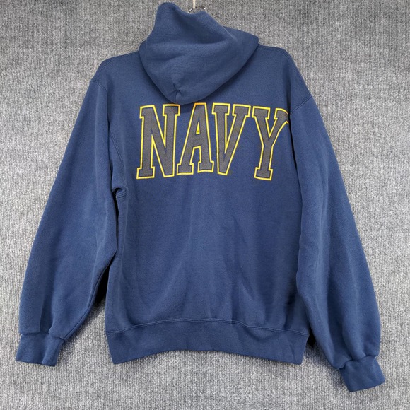 U.S. Navy Mens Pullover Hoodie Blue Size Small Vintage Made USA Graphic Logo - Picture 3 of 15